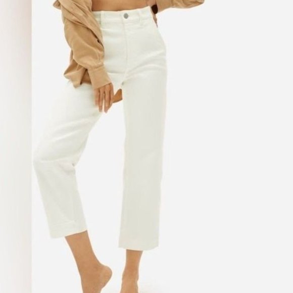 Everlane The Straight Leg Crop Jeans in Bone Size 00 Stretch Denim Minimalist - Picture 1 of 10